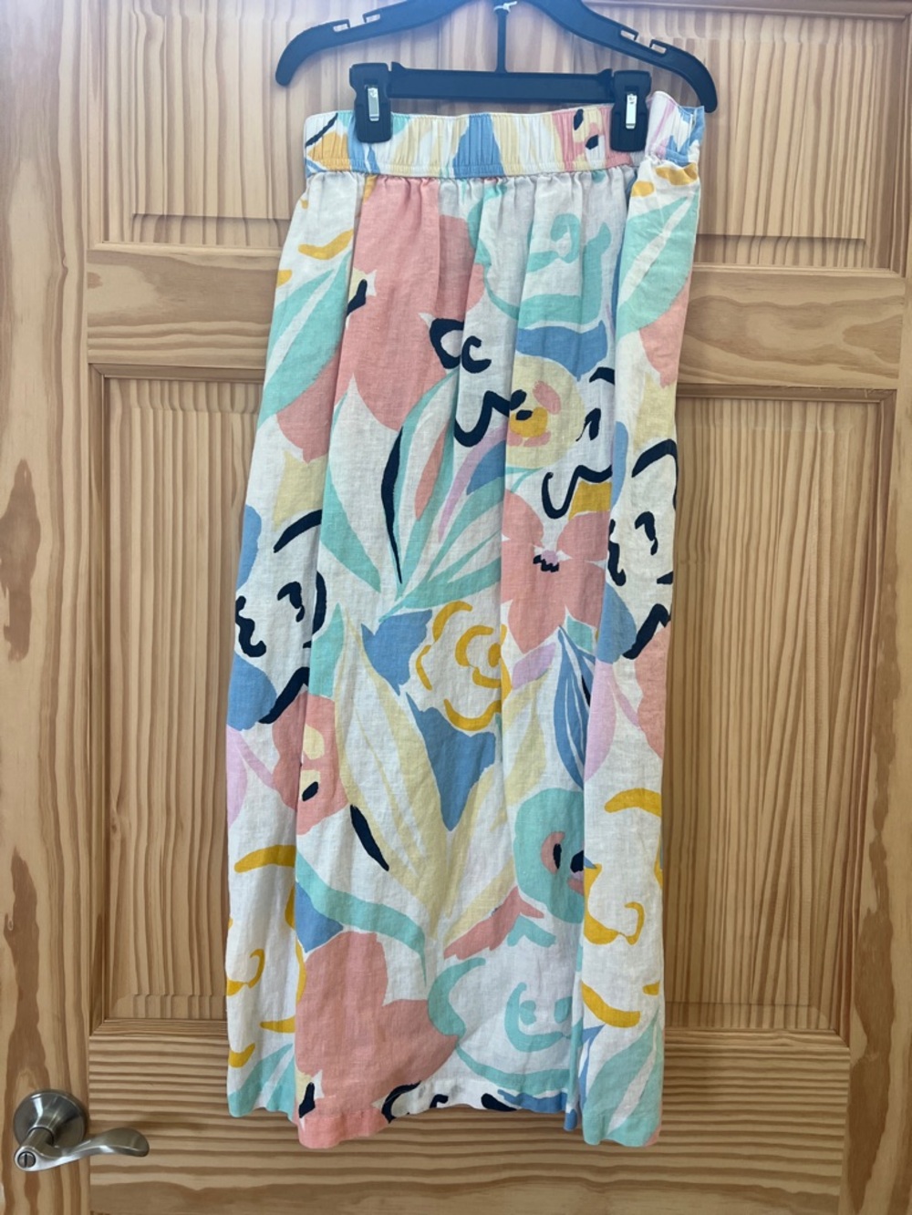 Fun Retro Vibe Linen Midi Skirt